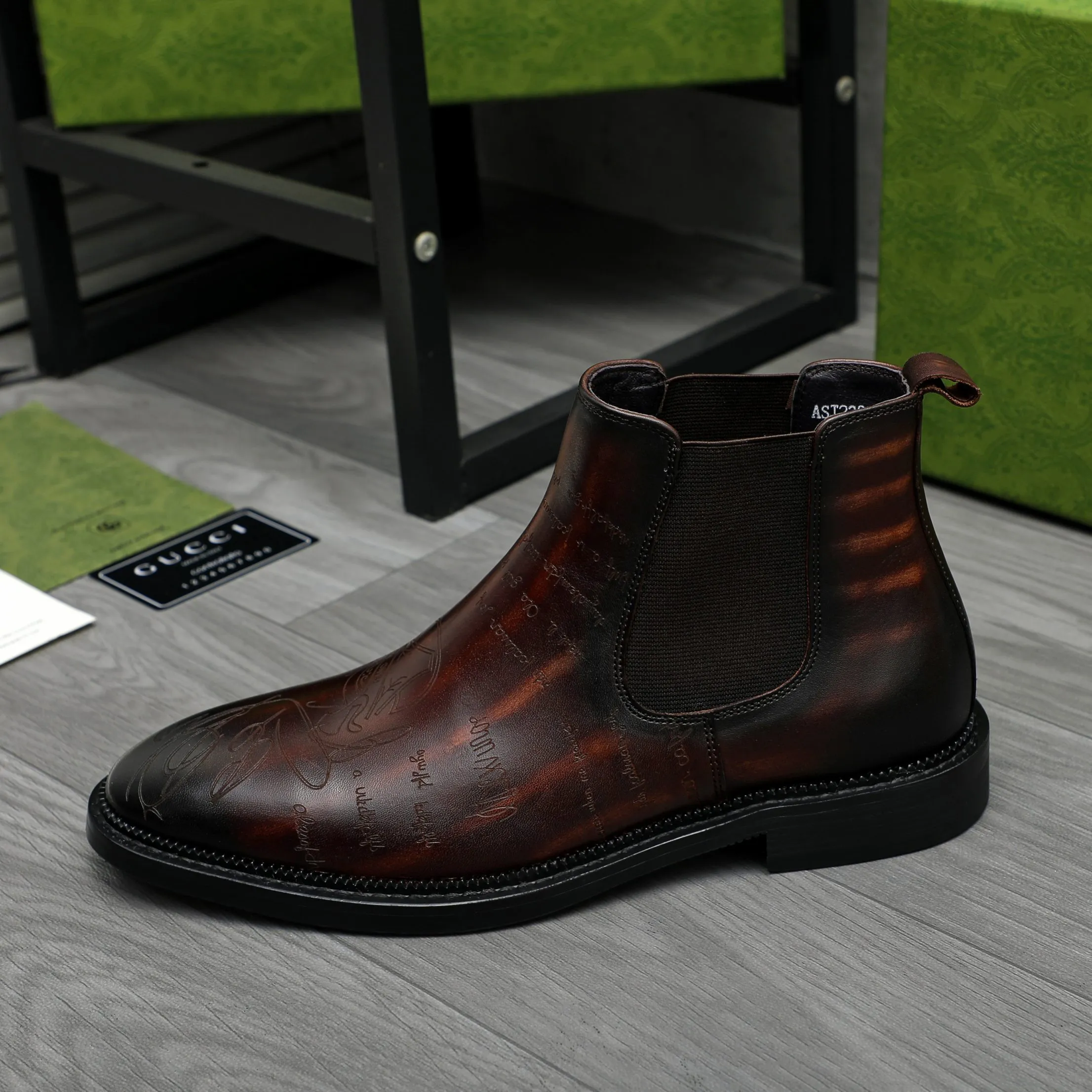 Men's shoes 💰p620 Product trademark: GUCCI "Gucci" high-top business leather shoes Regular size: 37-46 (37.46 custom-made, non-refundable) Product materials: Selected carved cowhide upper, pigskin lining, rubber outsole